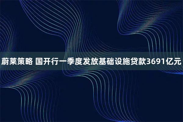 蔚莱策略 国开行一季度发放基础设施贷款3691亿元